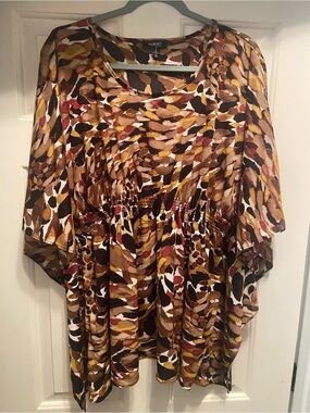 Elementz 2X Flowy Boho Multicolor Printed Blouse Shirt